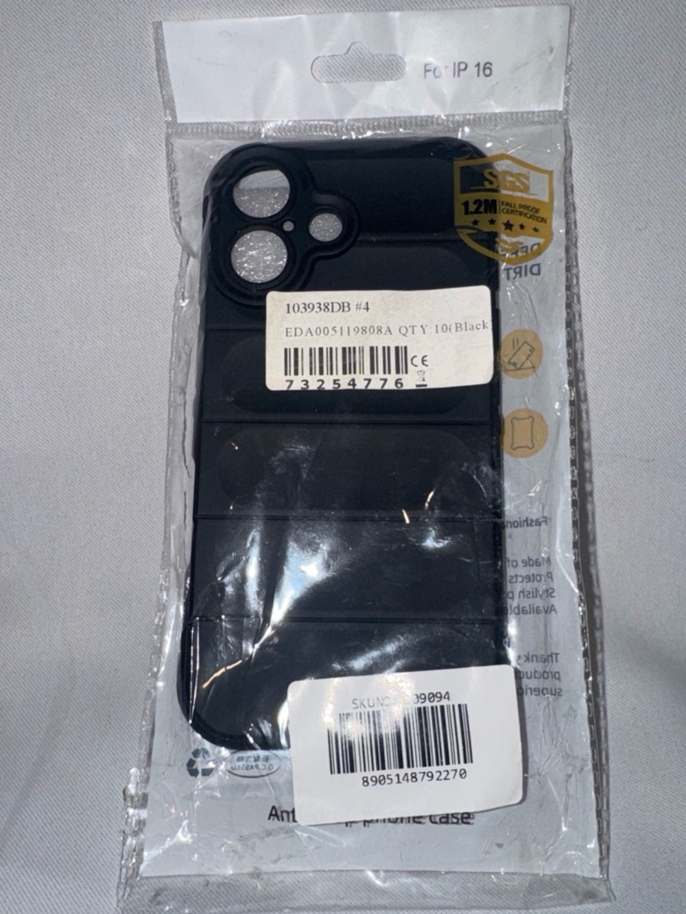 iPhone 16 Black Protective Phone Case Drop Tested Slim Cover